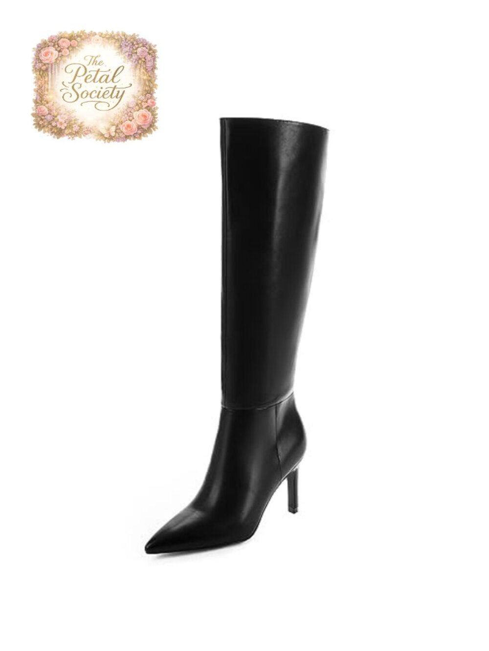 Knee High Boots Pointed Toe Stiletto Heel Faux Leather Women Tall Boots